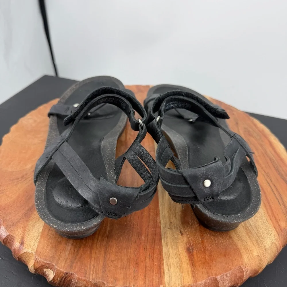 Teva Black‎ 1015121 Ysidro Wedge Leather Sandals sz 11